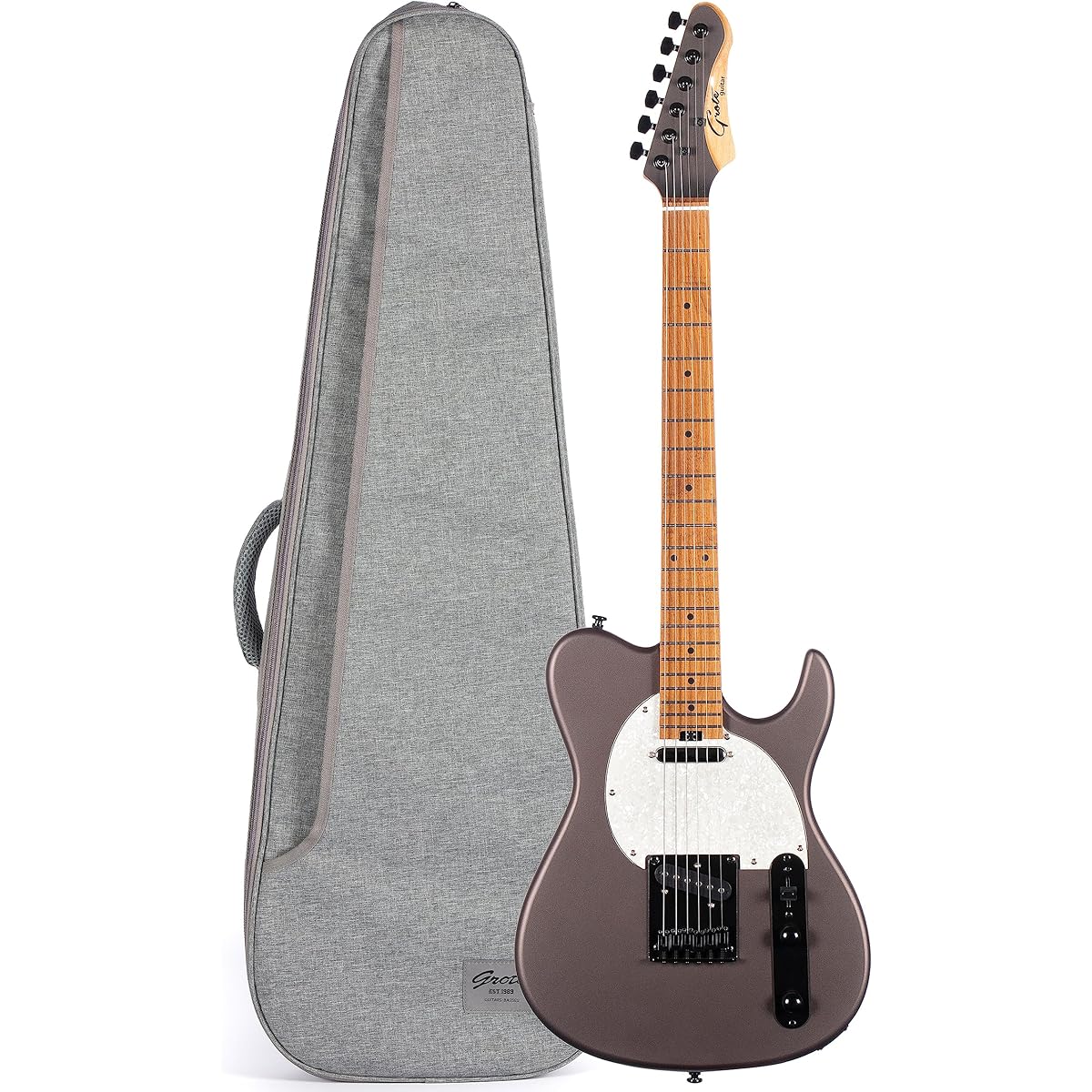 Grote Solid Electric Guitar GR Standard T Matte Finish Poplar Body Roasted Maple Neck Gig Bag Included (Hakuro)
