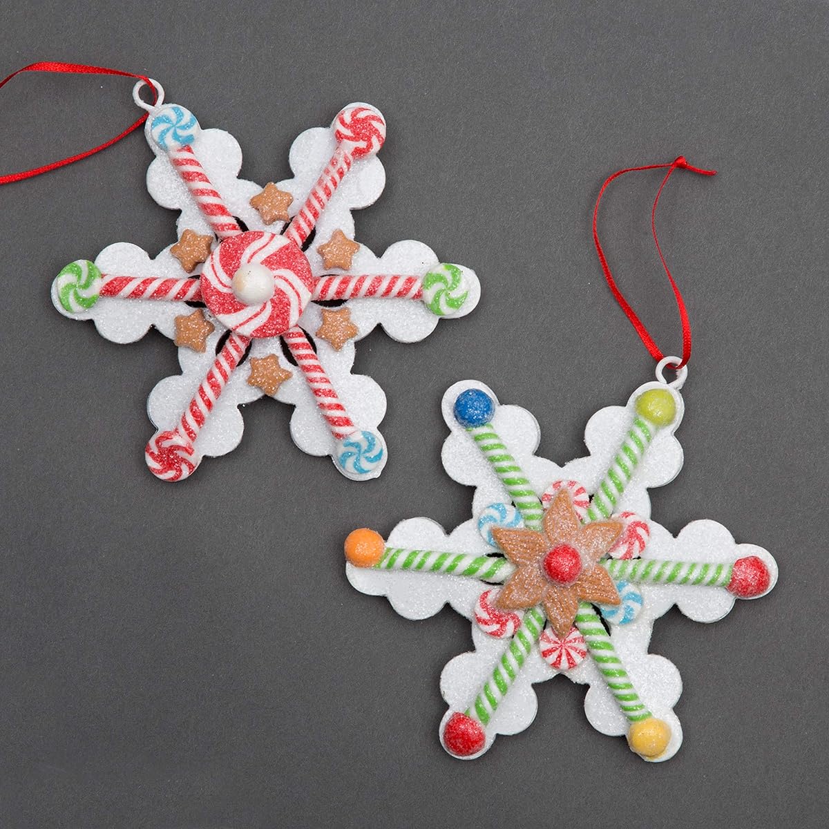 Shatchi Christmas Tree Hanging Snowflake Candy Lollipop Decorations for Christmas Tree Wall Home Decoration Ornaments Set of 2