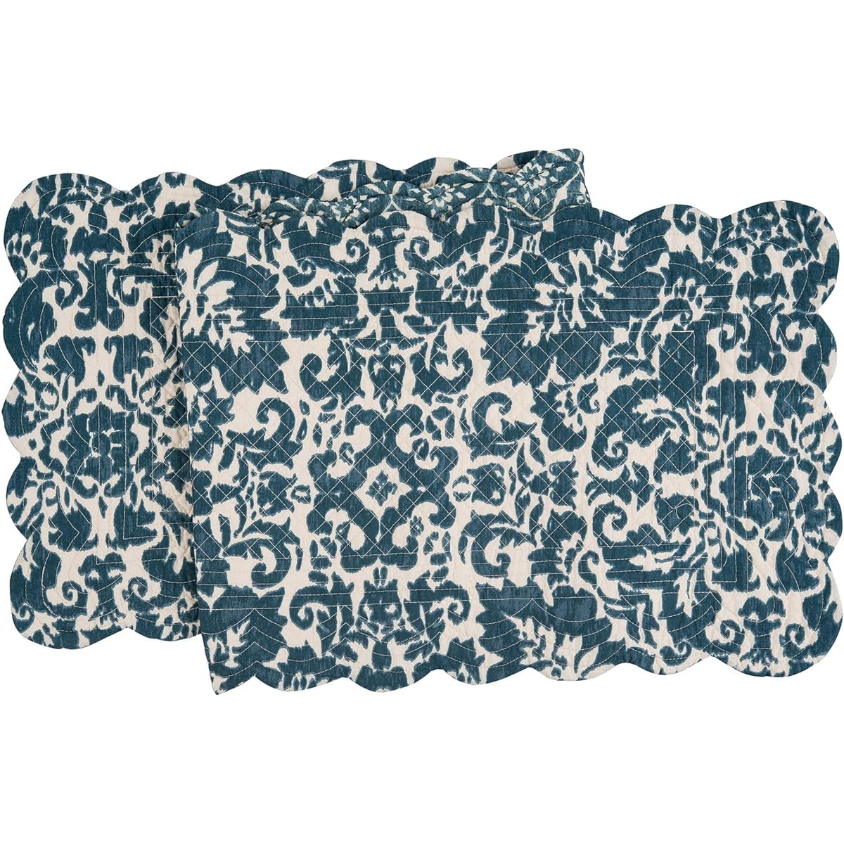 C&F Home Madison Adriatic Table Runner Reversible Cotton Floral Geometric Table Runner Dinner Daily Runner 14x51 Blue