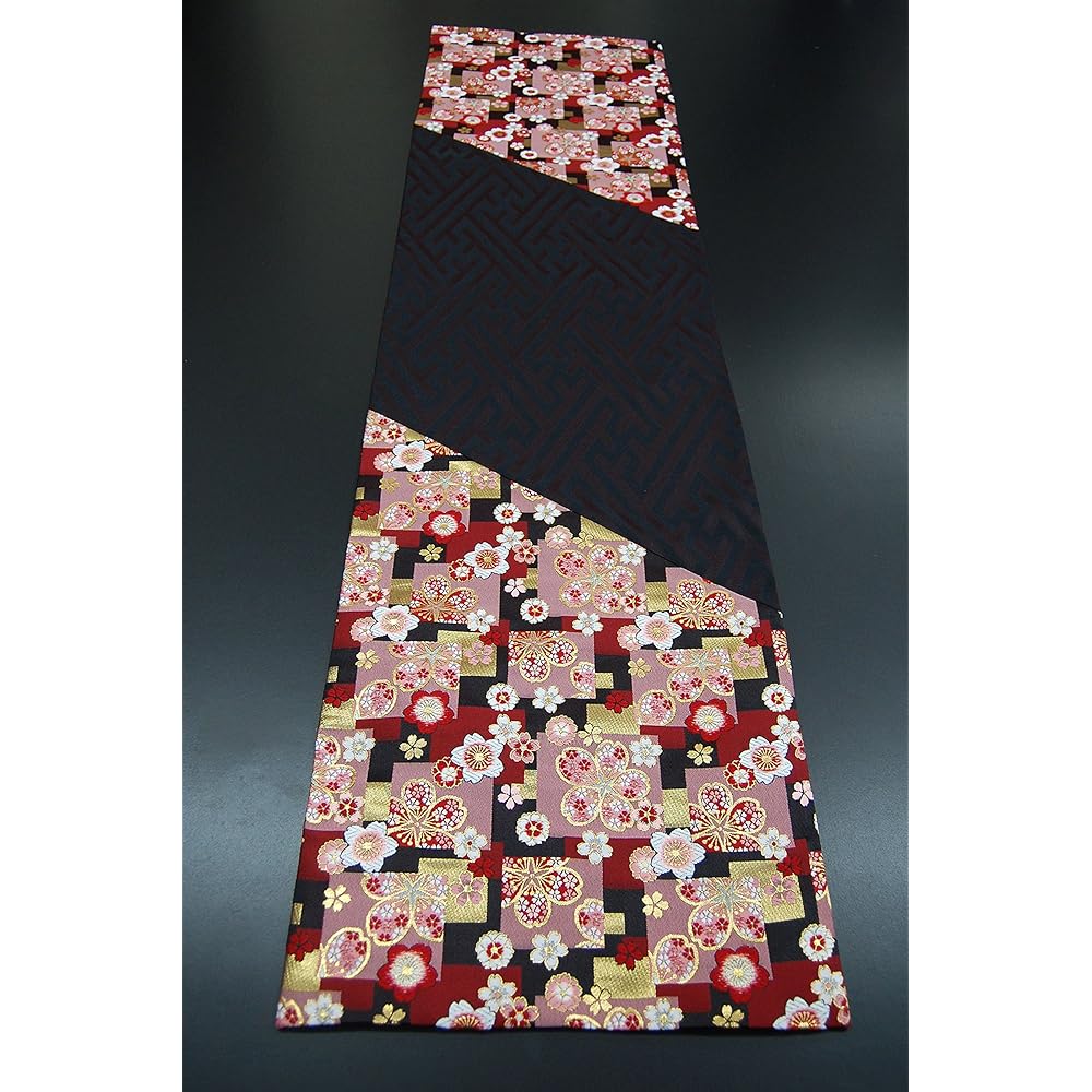 [Pre-packaged] Boxed Japanese style table center 120 x 30cm (Red cherry blossoms)