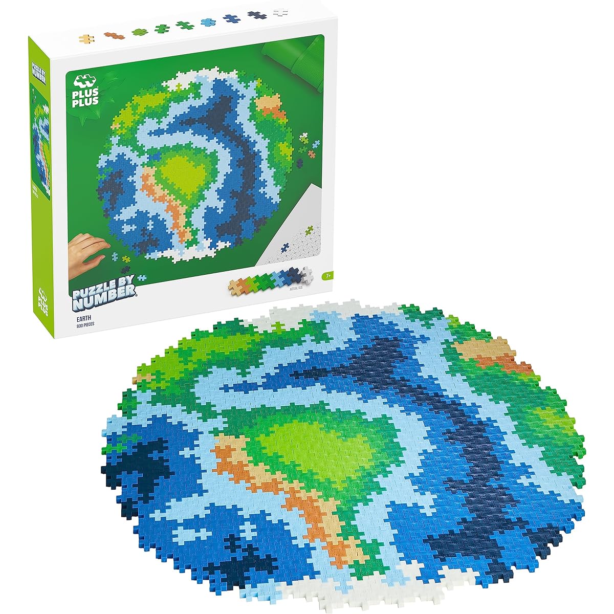 PLUS PLUS - Puzzle by Numbers - 800 Piece Earth - Construction Construction Stem/Steam Toy Interlocking Mini Puzzle Blocks for Kids