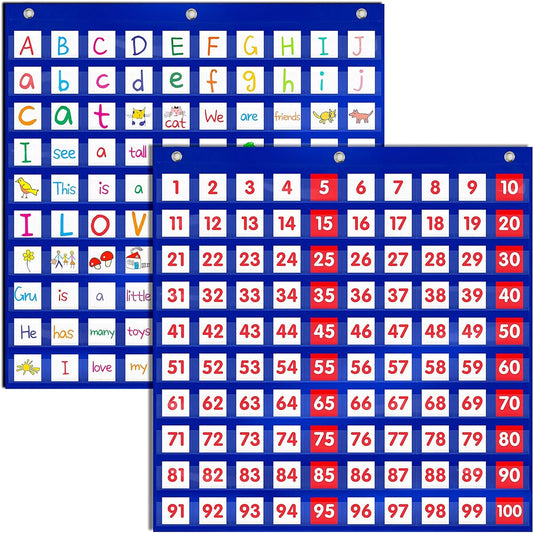 100 Pocket Chart with 200 Flash Cards - Perfect for classroom counting and organizational learning