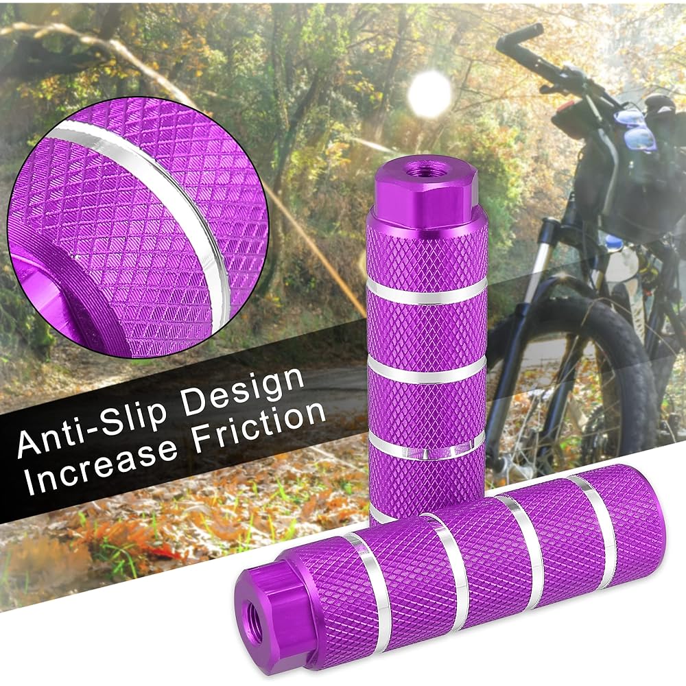 uxcell Bike Footpeg Rear Footpeg Footrest Peg Aluminum Alloy for BMX MTB Bike 9.5mm Axle Diameter 4 Pieces Purple