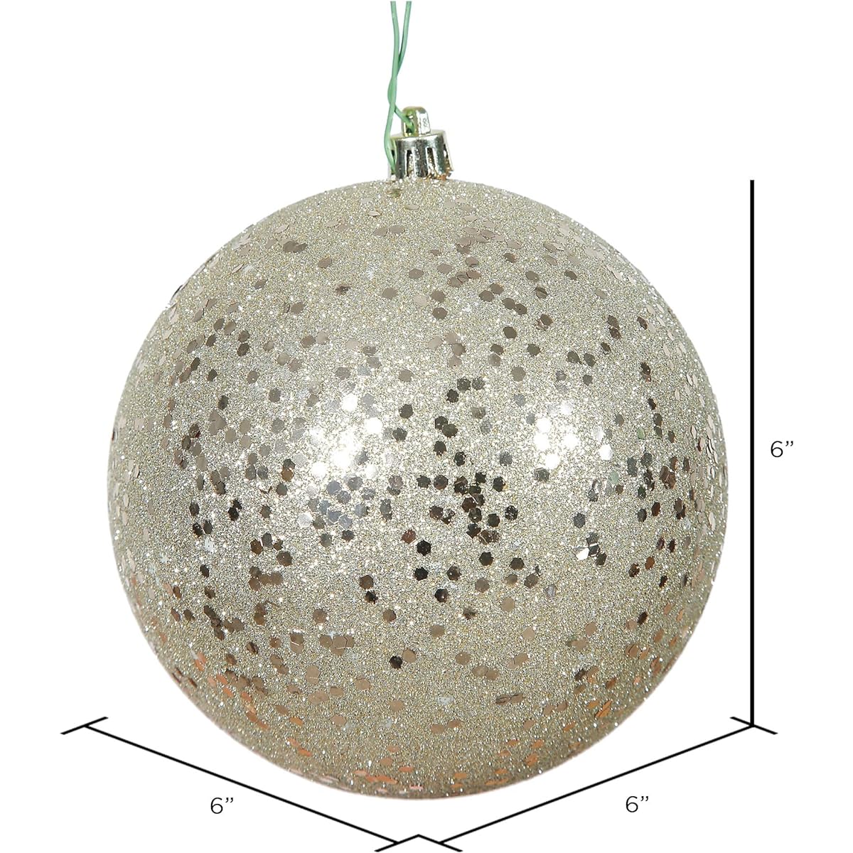 Vickerman 6 Inch Champagne Sequin Ball Ornaments 4 per Bag