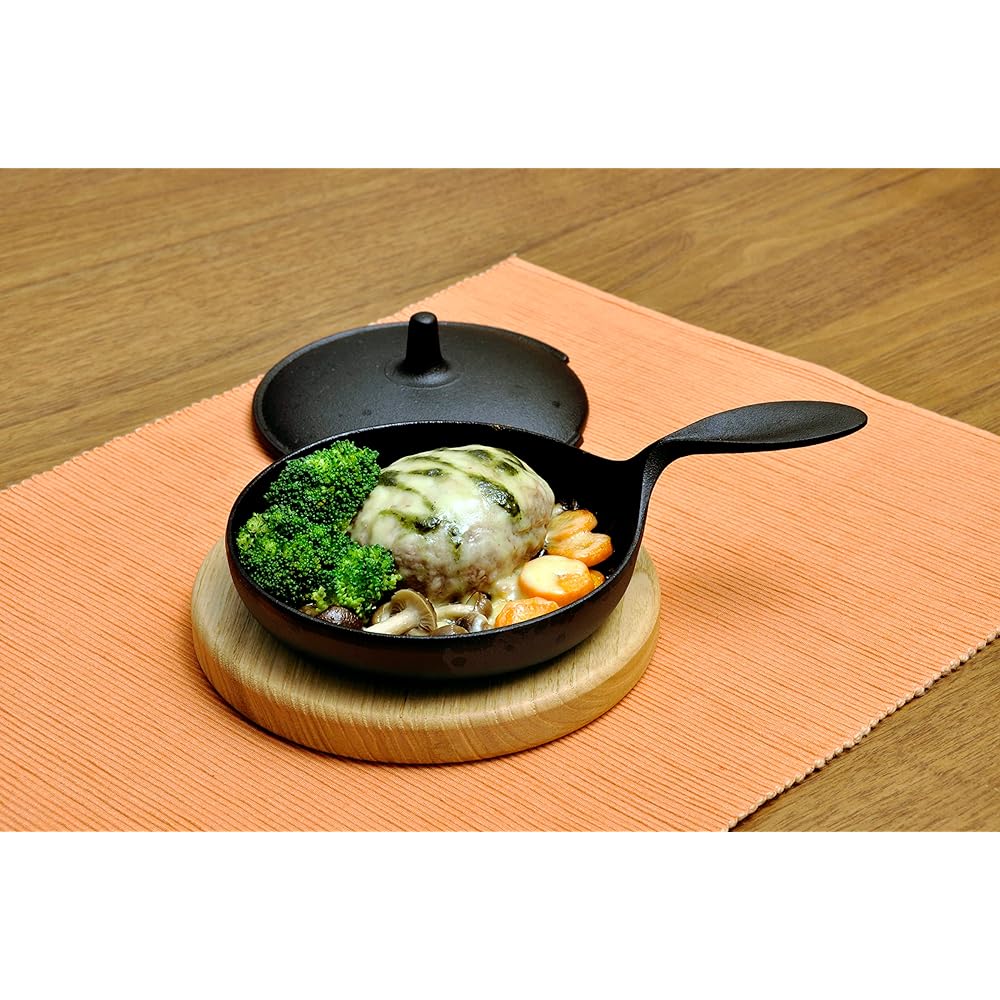 Nambu Tekki Frying Pan, Made in Japan, IH Compatible, Ogasawara Rikucho, Mini Pan with Lid 14cm