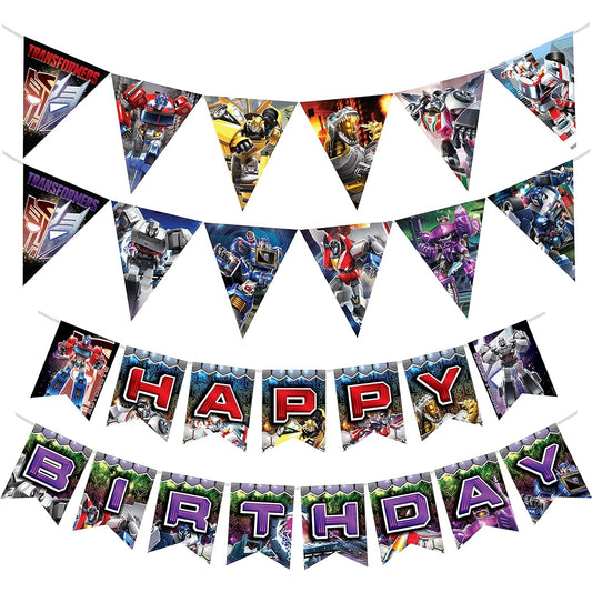 Treasures Gifted Transformers Birthday Banner 3-1 Transformers Banner & 2 Pennant Set Transformers Party Decorations Transformers Party Supplies Transformers Happy Birthday Banner Set