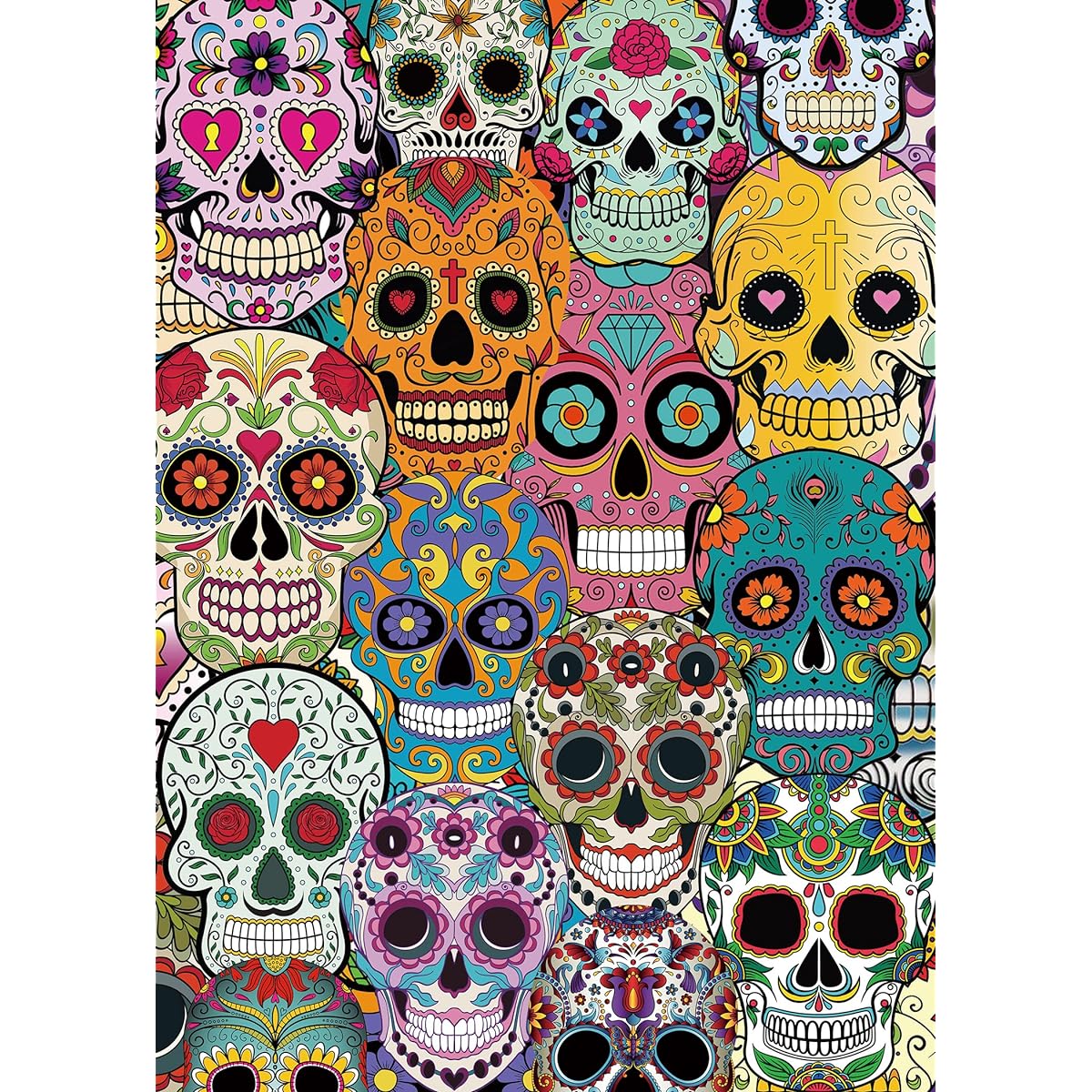 Day of the Dead Sugar Skull Puzzle for Adults 1000 Piece Halloween Horror Skeleton Puzzle Mexican Sugar Skull Poster Dia De Los Muertos Jigsaw Puzzle Grateful Dead Skull Decor