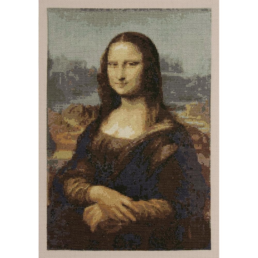 DMC x Louvre Museum Collection Cross Stitch Kit Da Vinci Mona Lisa Finished Size Width 24cm x Height 35.5cm 14 Count Instructions Included BK1970/81