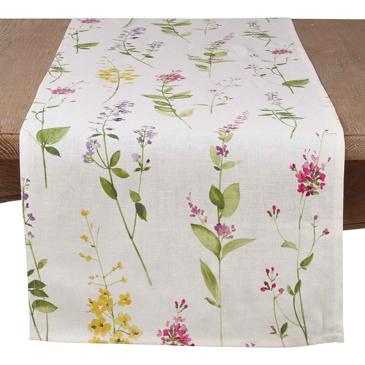 Watercolor Floral Stem Linen Runner