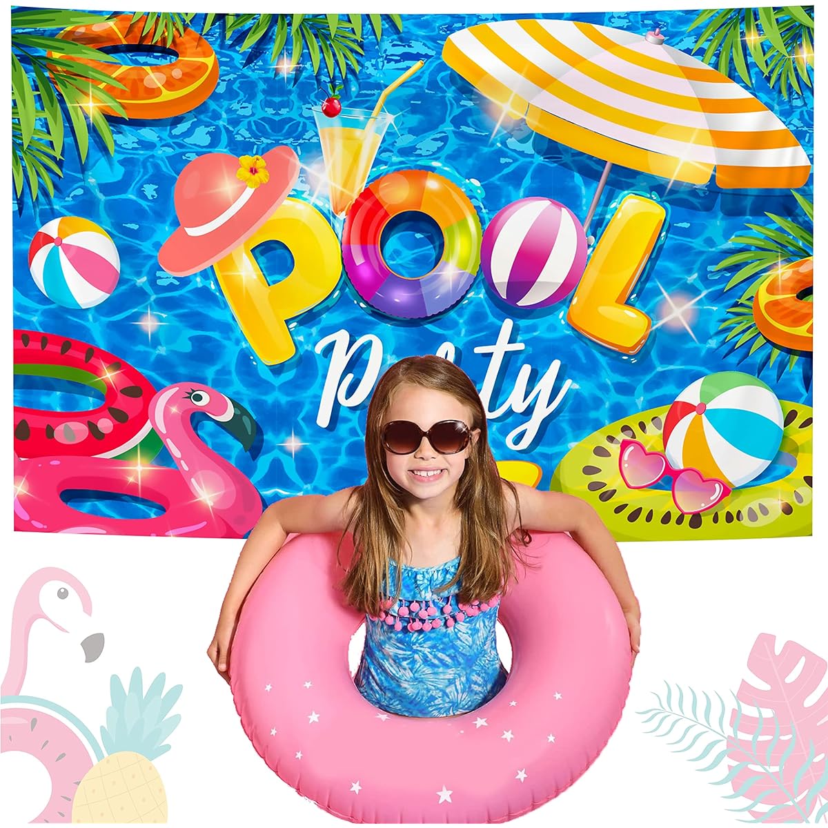 Pool Party Backdrop Decoration Summer Beach Pool Party Photography Backdrop Hawaii Pool Beach Theme Birthday Party Supplies