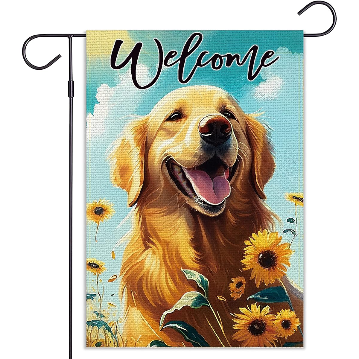 Balgardekor Summer Dog Golden Retriever Garden Flag Double Sided Welcome Dog Seasonal Sunflower Flower Garden Outdoor Decoration 12x18 Inch Outdoor Small Garden Flag (12.5x18 Inch, Golden Retriever Sunflower)