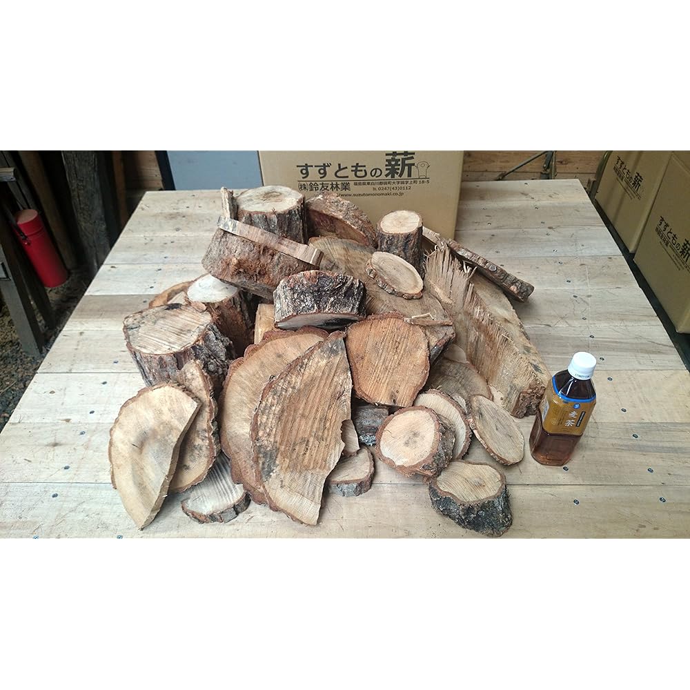 Assortment of firewood ends [hardwood firewood with a long fire life. For bonfires, wood stoves, etc. - Suzutomo Forestry] (Capacity approx. 55L [Weight around 24kg])