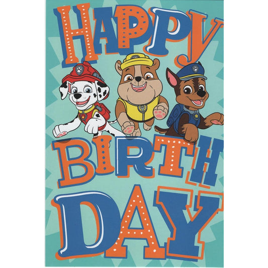 Happy Birthday card from Paw Patrol Crew Chase, Marshall and Rubble!