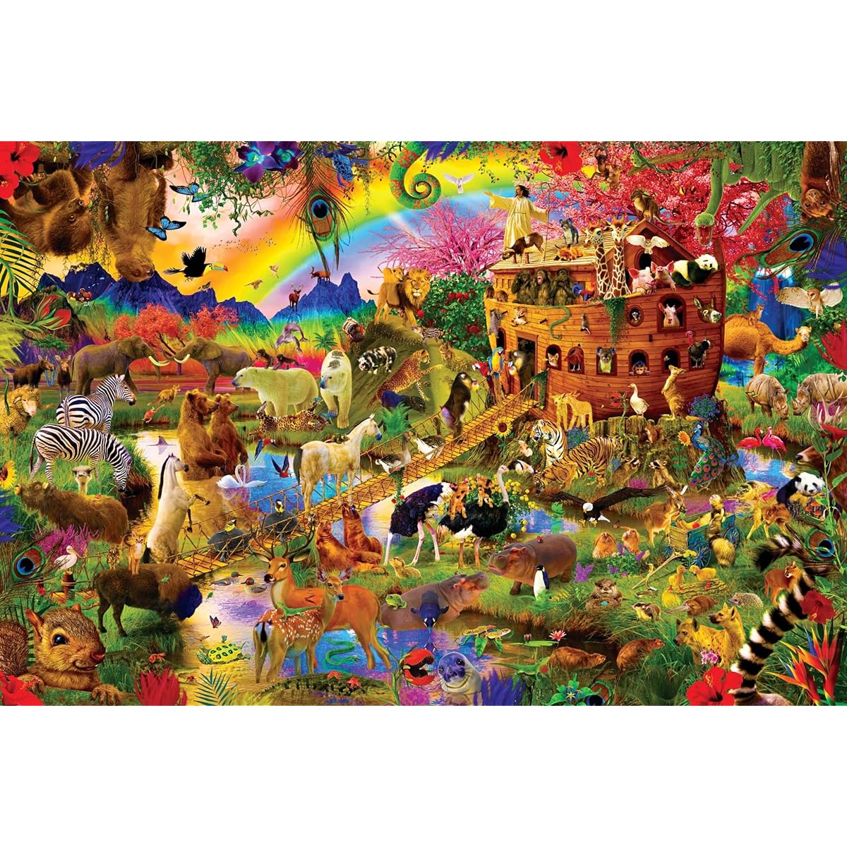 Noah's Ark Animal Puzzle for Adults and Kids | Challenging 1000 Piece Jigsaw Puzzle Toy | Fun Quarantine Gift | Interactive Brain Teaser for Game Night | 28 x 20 Inch