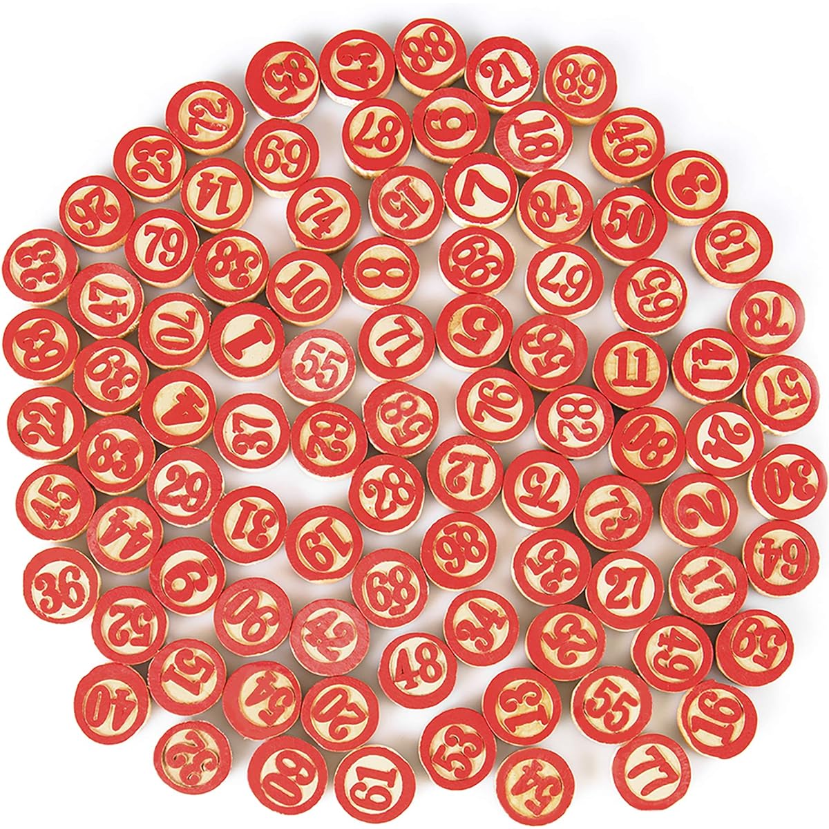 Vintage Tombola Italian Game Tombolini Tiles (90 Pieces) | Rustic Wooden Bingo Chips Numbers 1-90 Lottery Custom DIY Board Game Pieces Arts & Crafts | Traditional/Holiday/Wedding Games