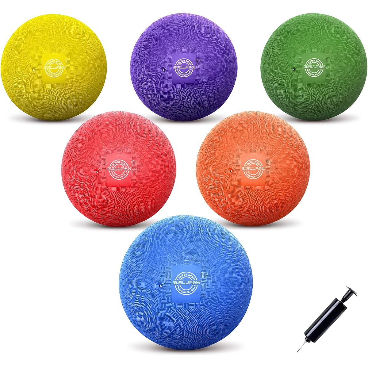BALLFUN Dodgeball Playground Ball for Kids & Adults Bouncing Kickball Handball for Outdoor & Indoor Games with Pump & Mesh Storage Bag