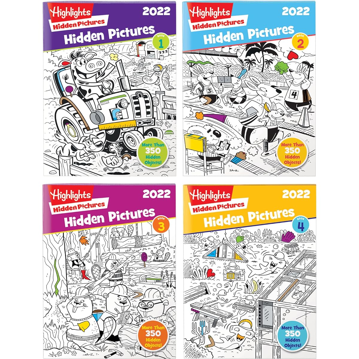 Highlights Hidden Pictures 2022 Special Edition Activity Books Ages 6-12 4-Pack 128 Pages