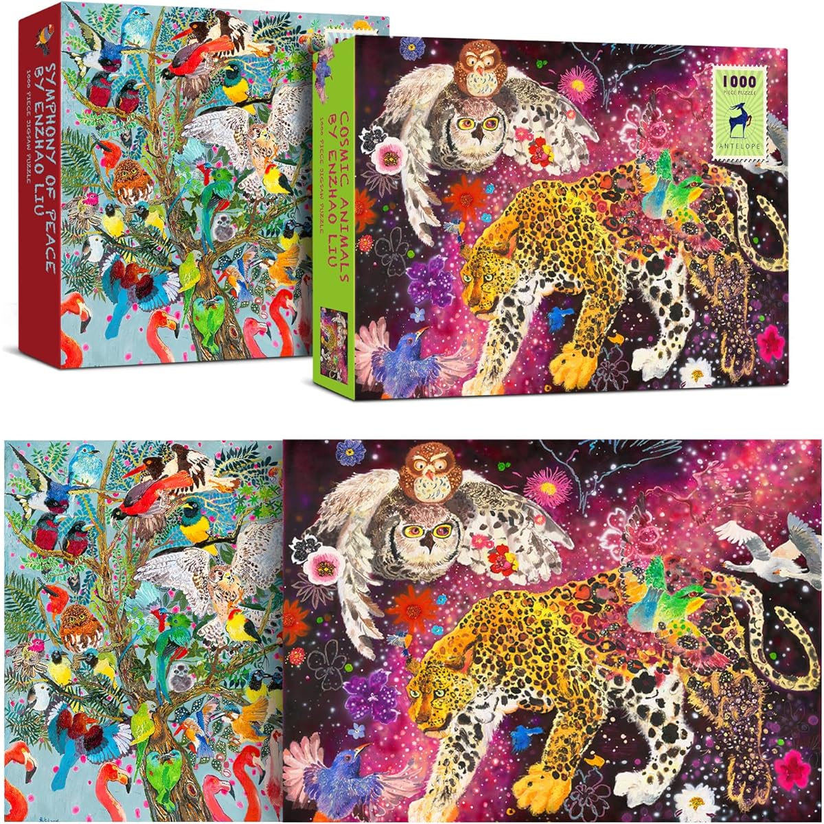 Antelope-1000 Piece Puzzle for Adults Peace and Space Animals Jigsaw Puzzle 1000 Pieces No Dust Puzzle 2 Pack