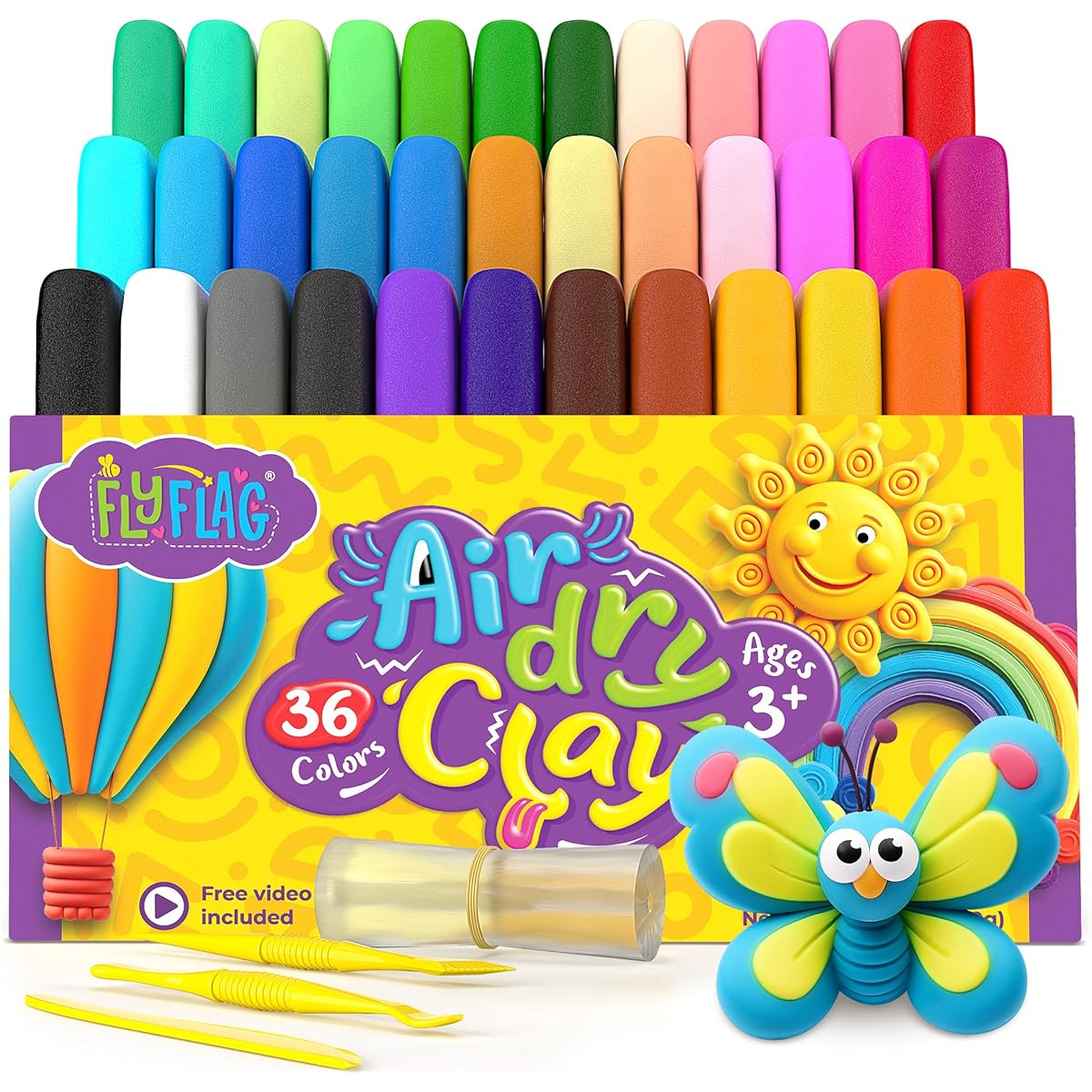 Air Dry Clay 36 Colors Soft & Super Lightweight Modeling Clay for Kids with Accessories Tools and Tutorials