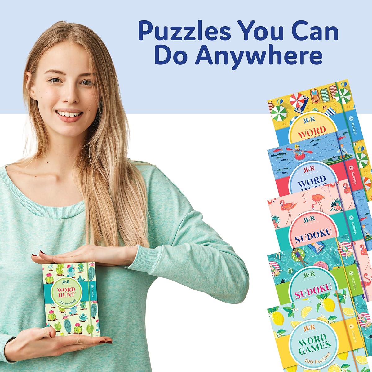 R&R Pocket Word Search Book for Adults, Compact Travel Size Word Search Puzzle Book, Stress Relief, Mood Boost, Perfect for a Break at Home or Office