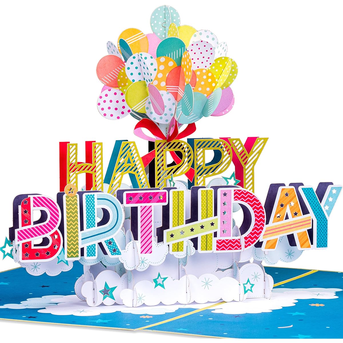 Paper Love HugePop Jumbo Extra Large Pop Up Birthday Card Happy Birthday Balloon 10" x 14" Cover with Envelope and Note Tag