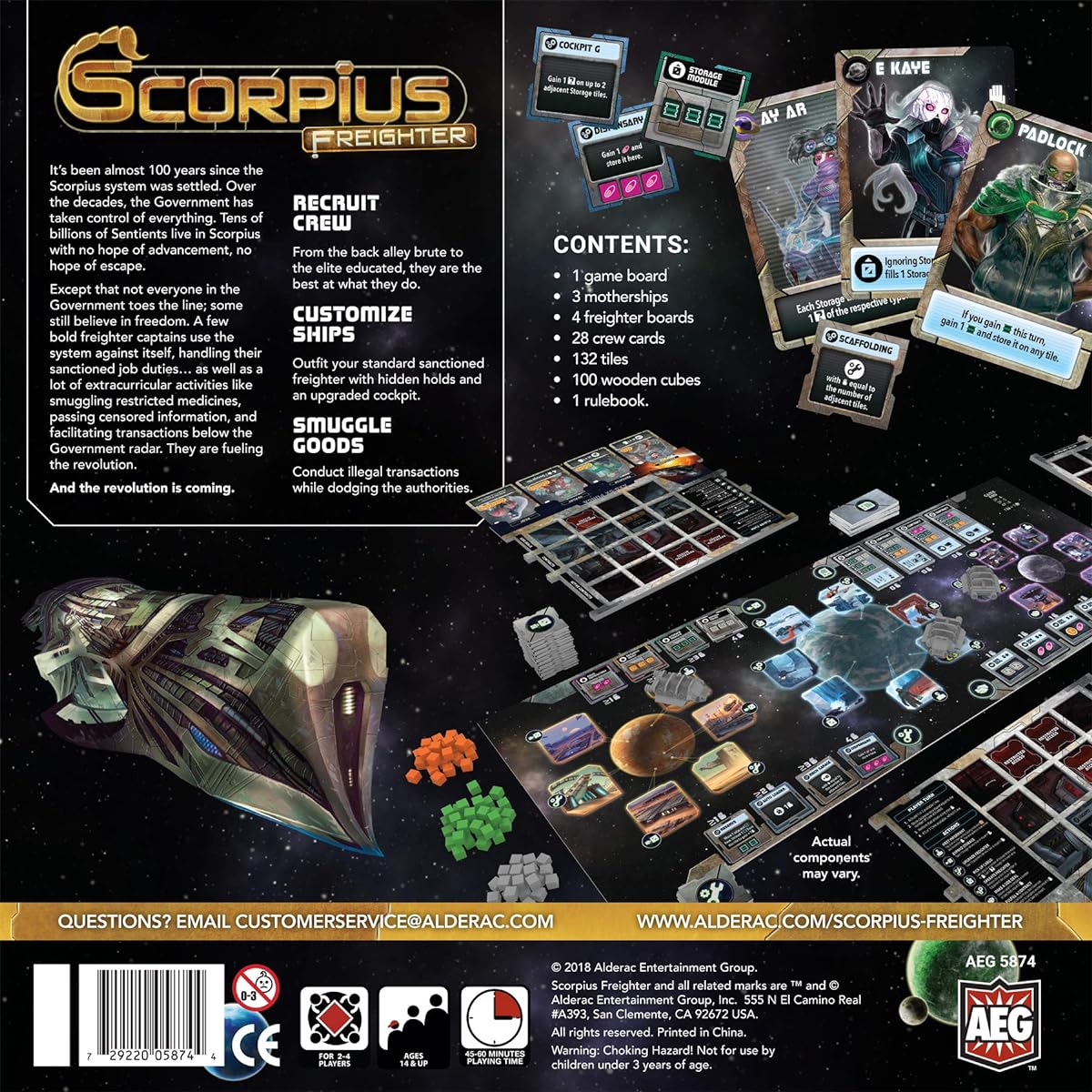 AEG Alderac Entertainment Group Scorpius Freighter, Board Game, Smuggle Goods and Passengers, Get Rich, Evade the Authorities, 2-4 Players, 45-75 Minutes, Ages 14+,