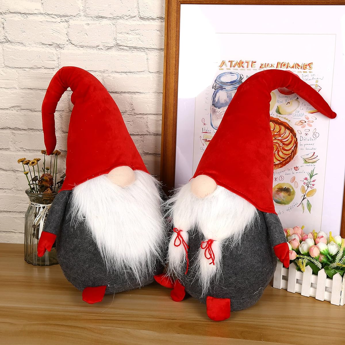 Large Stuffed Gnomes 24 Inch Felt Gnomes (2 Pack) Handmade Gnomes Swedish Tomte Gnomes Decor Giant Varnish Elf Dolls