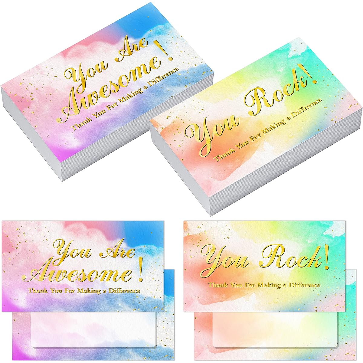 Thank You Cards, 200 You Are Awesome Cards, Colorful Thank You For Make a Difference Cards, Thank You NoteCards, Appreciation Inserts, Greeting Cards for Coworkers, Nurses, Teachers, Employees, Volunteers, 2 x 3.6 inc