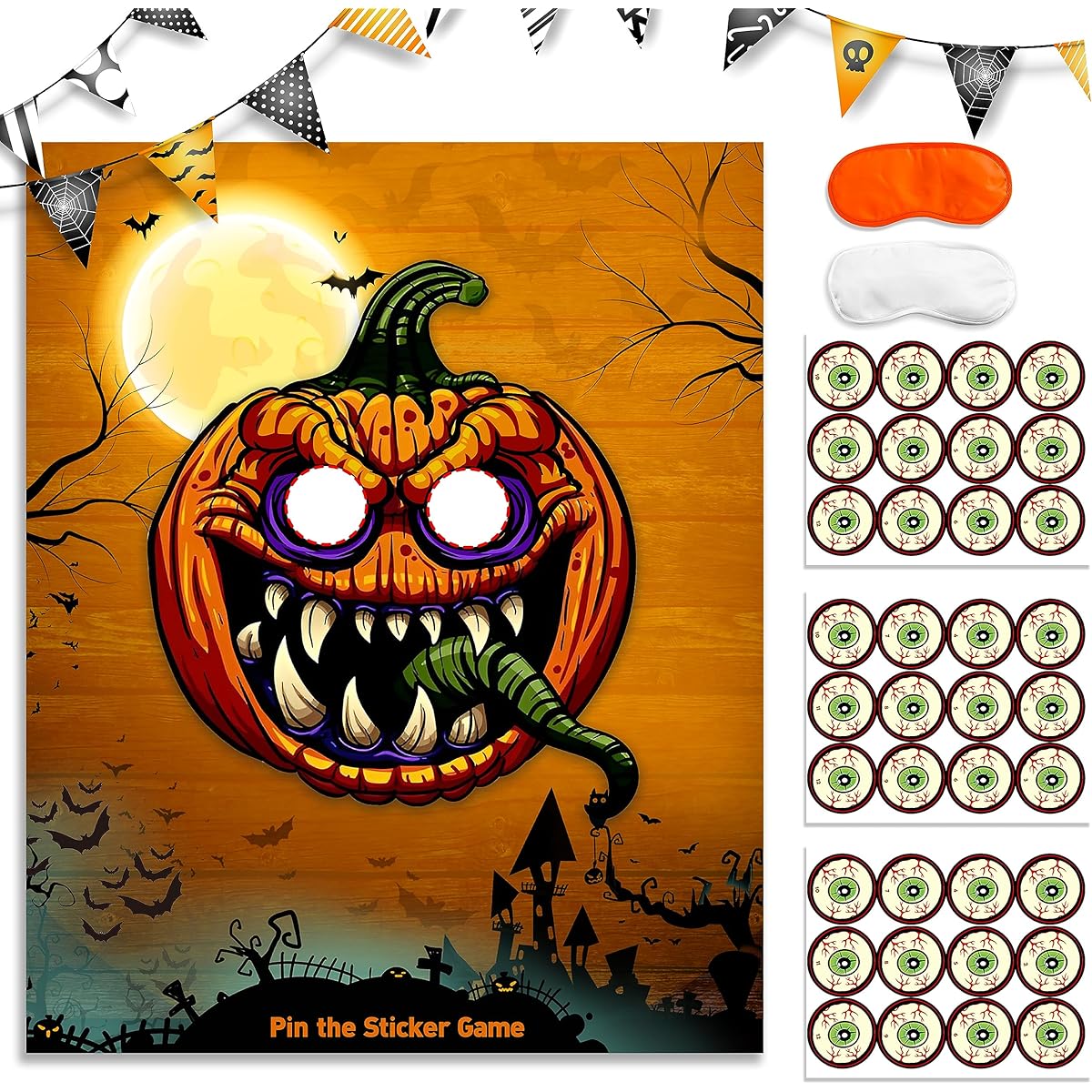 Halloween Games for Kids Adults Halloween Pumpkin Theme Game Pin the Tail Game Party Activities Halloween Party Favors