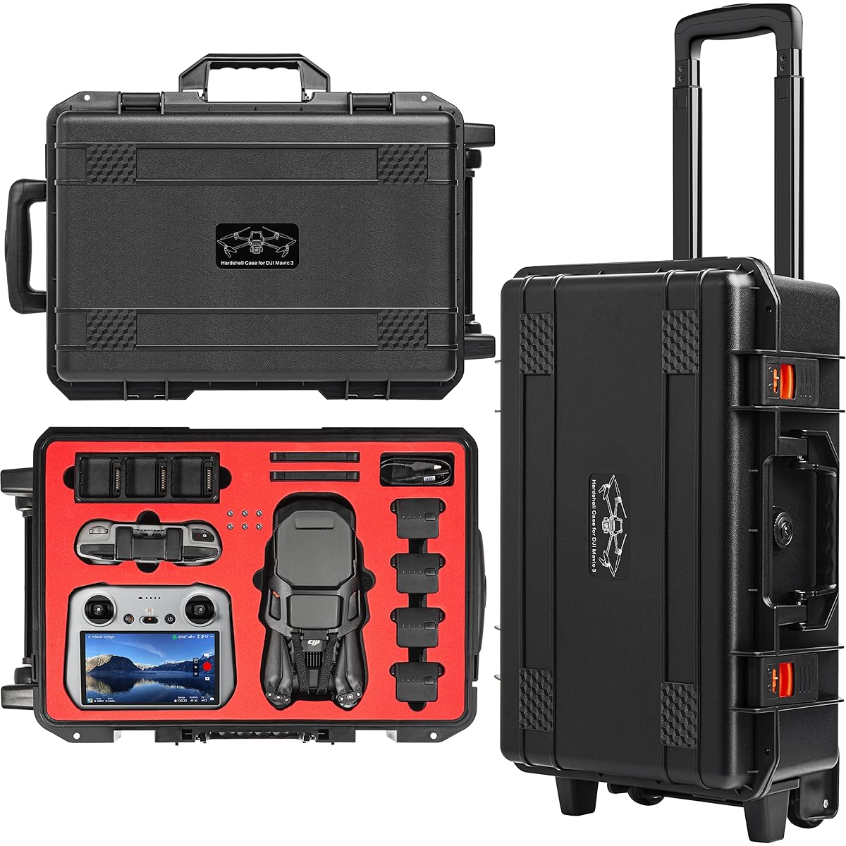 STARTRC Rolling Waterproof Hard Case for DJI Mavic 3 Classic Fly More Combo, Trolley Travel Case for DJI Mavic 3/Mavic 3 Classic Accessories with DJI RC/RC Pro Controller and RC-N1 Controller