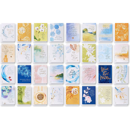 American Greetings Deluxe Boxed Sympathy and Thoughts Blank Cards with Envelopes, Designed by Kathy Davis (32 Cards)