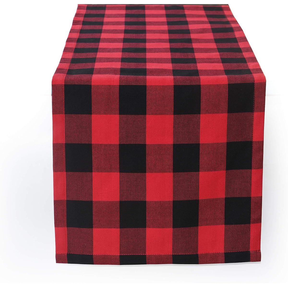 HOME·FSN Table Runner 14 x 48 Inch 100% Cotton Buffalo Check for Christmas/Winter/Family Dinner/Outdoor/Indoor Parties, Gray and White