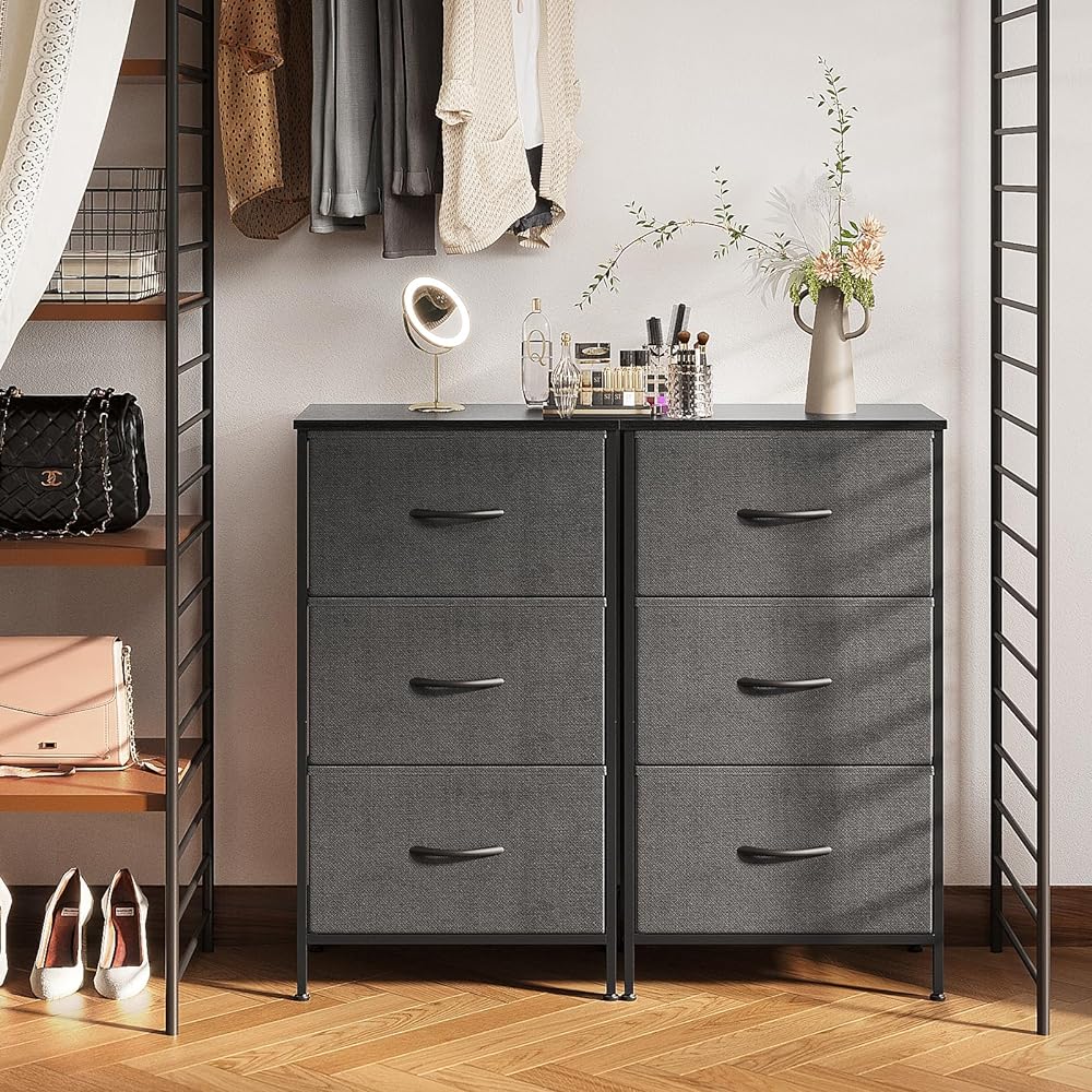 KKL Chest of drawers, storage case, clothing storage, drawers, living room storage, cloth, drawers, costume case, chest of drawers, fall prevention, low form, stable, 3 tiers [Width 40 x Depth 30 x Height 73 cm] Dark Gray