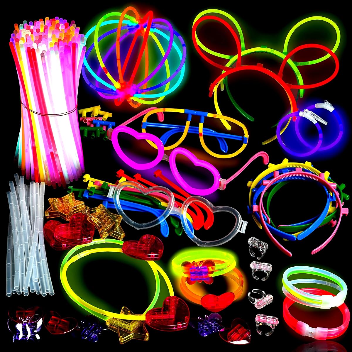 Play22 Glow Sticks 500 Pack - 200 Glow Sticks & 300 Accessories - 8 Inch Super Bright Glow Sticks Party Pack Mixed Colors - Glow Stick Necklaces and Bracelets Fun for Adults and Kids 6045