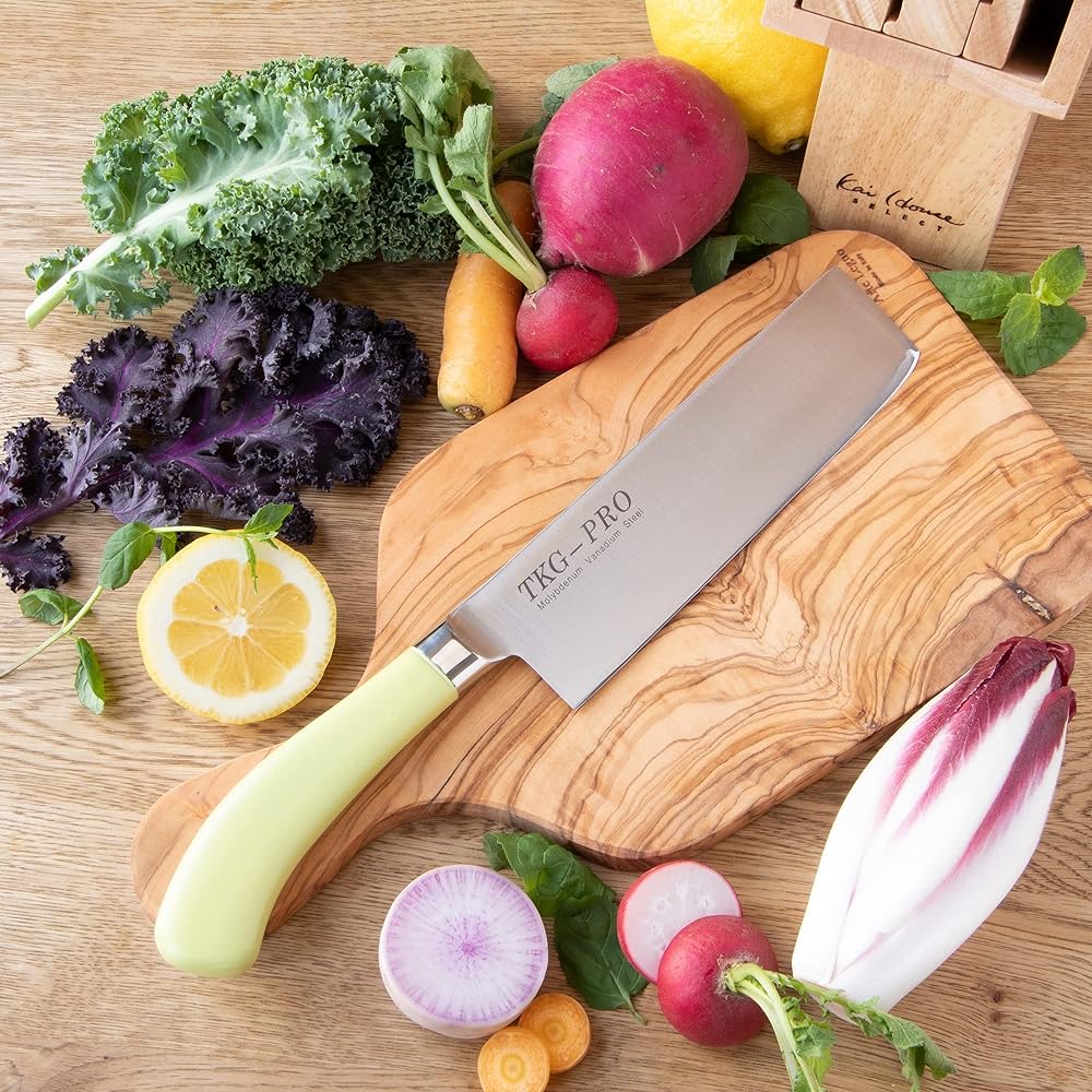 Endo Shoji Commercial TKG TKG-PRO Antibacterial Color Knife Nakiri Knife 18cm Yellow Molybdenum Vanadium Steel Made in Japan ATK458