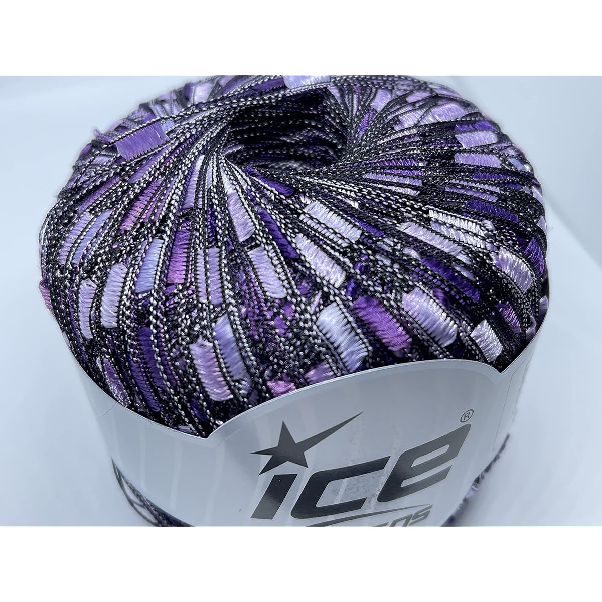 Violet Ladder Ice Purple Lilac White Trellis Ribbon Yarn 21176/34025