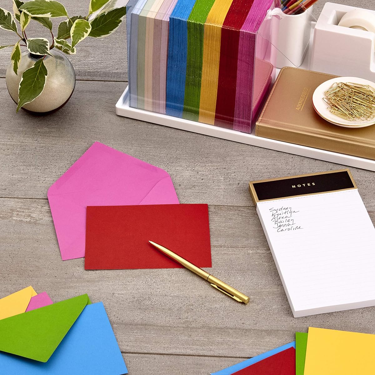 Hallmark Blank Card Assortment, Plain (200 Note Cards, Blue, Green, Yellow, Red, Pink)