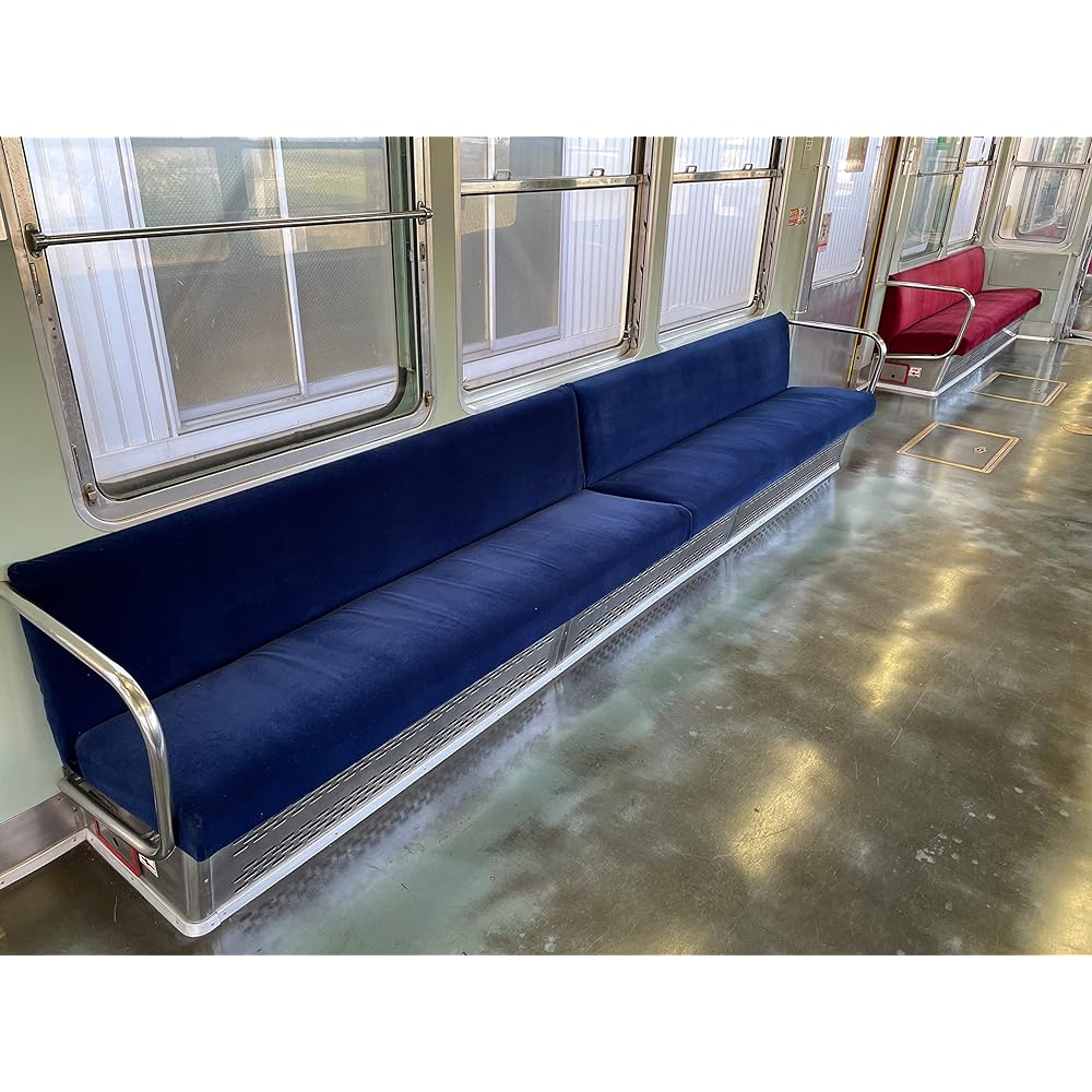 [NIPPONSEAL] Kotoden x Japan Seal Moquette Cushion Train Seat Fabric Seat Cushion Blue Red Takamatsu Kotohira Electric Railway (Blue)