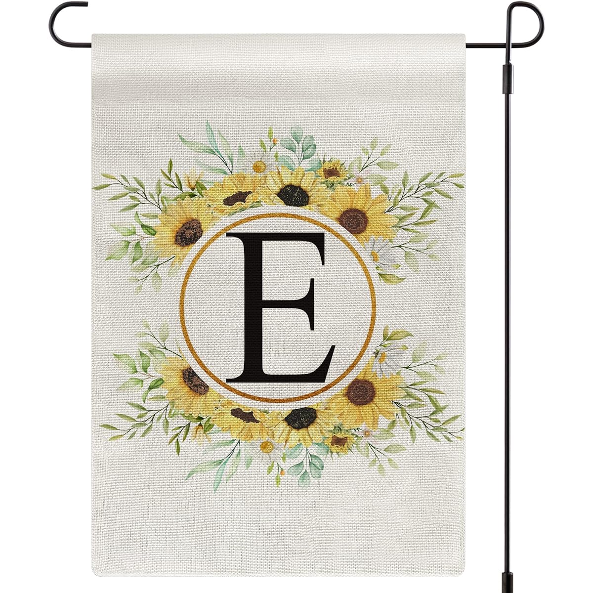 Spring Yard Flag Monogram Letter E Floral Welcome 12.5 x 18 Inch Double Sided Yard Flag for Outdoor Hanging Camper Initials Burlap Summer Vertical Wedding Party Seasonal Holiday Family Last Name Decor