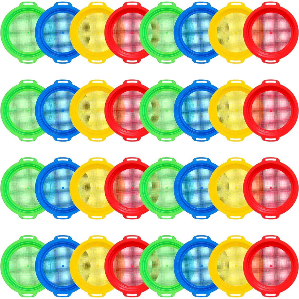 32pcs Sand Sifter Sifting for Beach Sand Beach Toys Gardening Dig Treasure Shells Rocks Multicolor Plastic Sand Sifter Pan Gift Set Set, 9.84 x 9.06 Inch