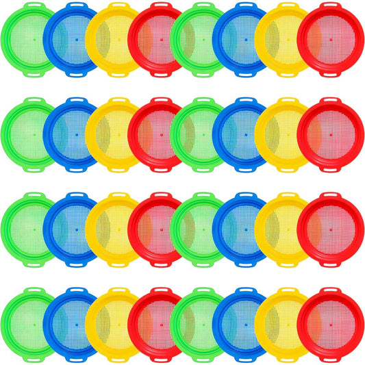 32pcs Sand Sifter Sifting for Beach Sand Beach Toys Gardening Dig Treasure Shells Rocks Multicolor Plastic Sand Sifter Pan Gift Set Set, 9.84 x 9.06 Inch