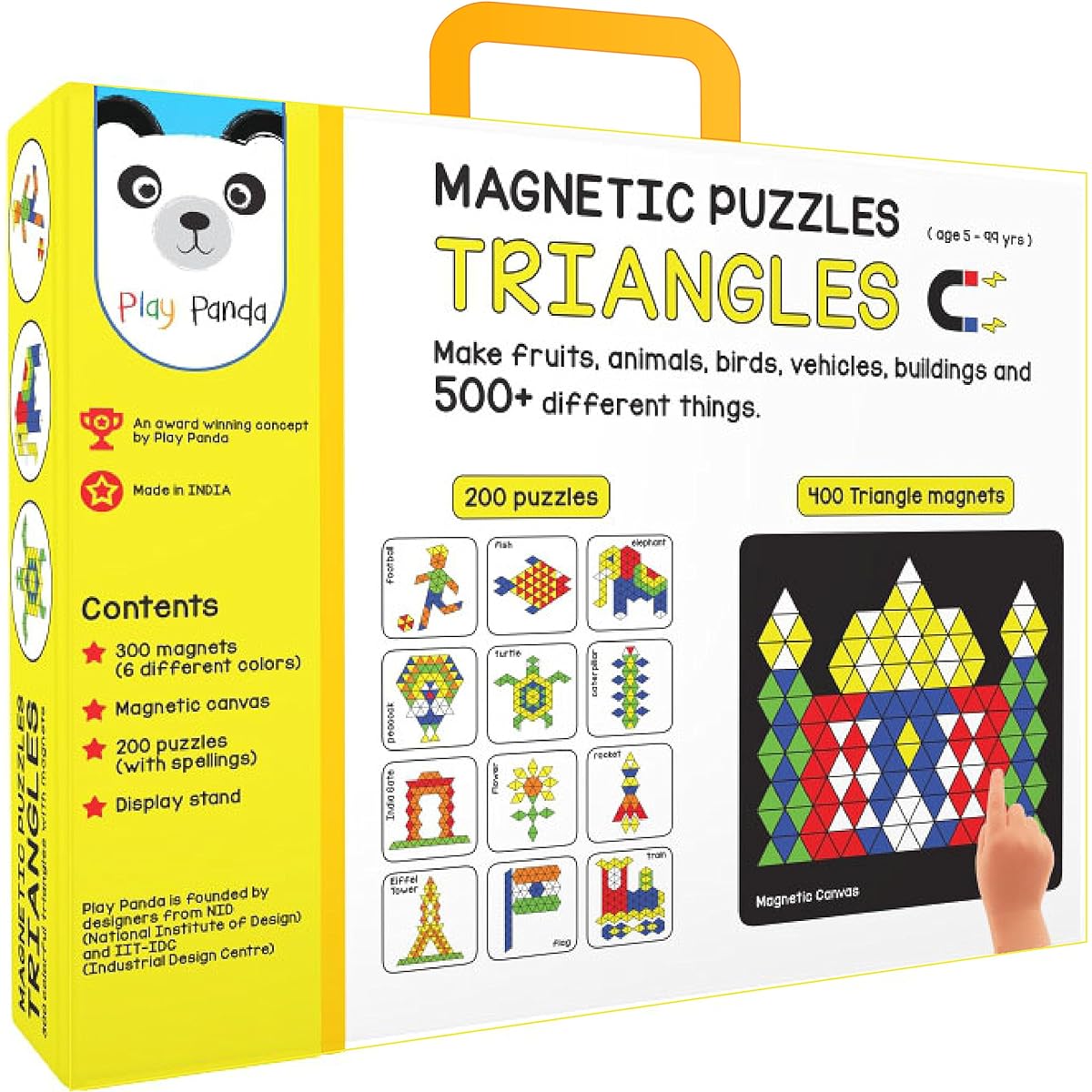 Play Panda Magnetic Puzzle Triangles 500 Colorful Magnets, Medium