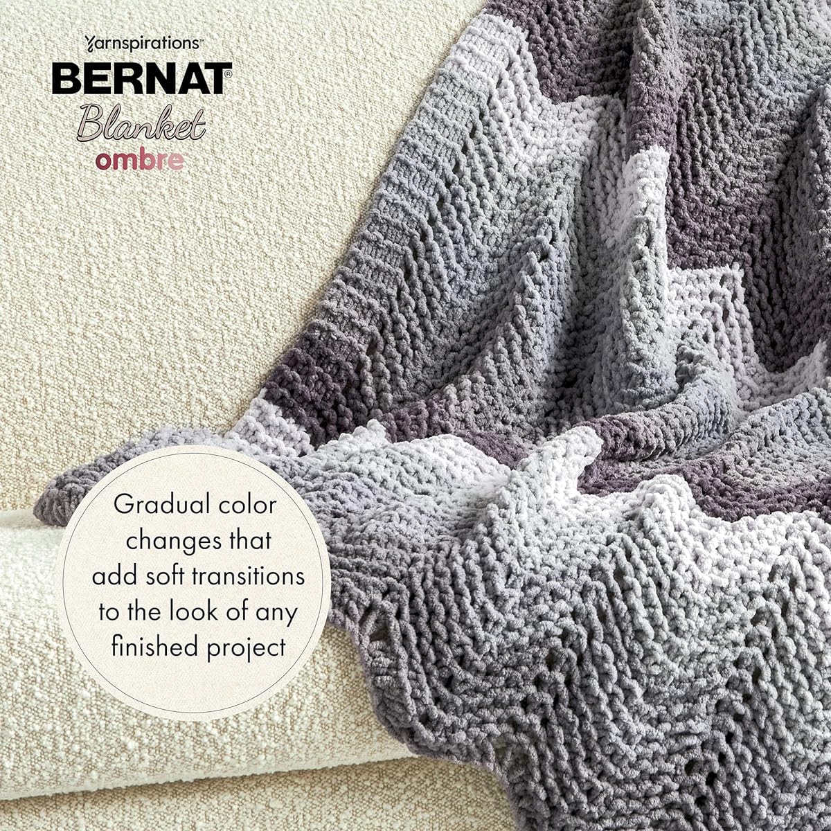 Bernat Blanket Ombre Charcoal Ombre Yarn - 300g/10.5oz 2 Pack - Polyester - 6 Extra Bulky - 220 Yards - Knitting/Crochet