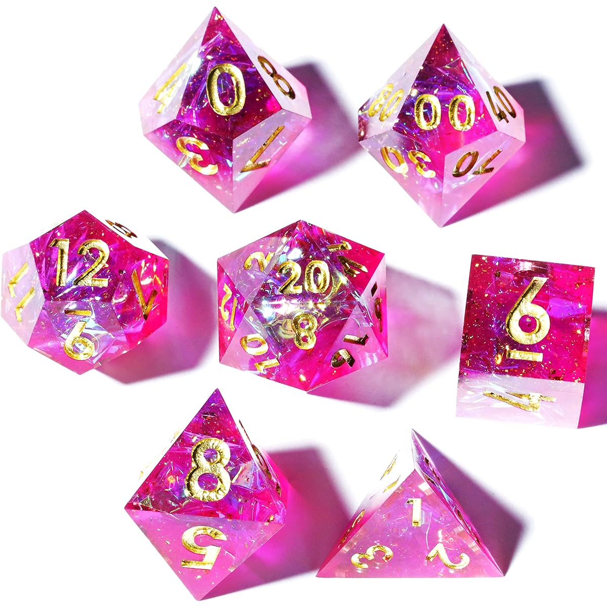 Mini Planet Dice with Sharp Edges and Glitter TTRPG Dungeons & Dragons Dice Horde Dice Goblin Polyhedral Dice Collection DND 5E Holographic Iridescent DND Dice Set Demon Summoner