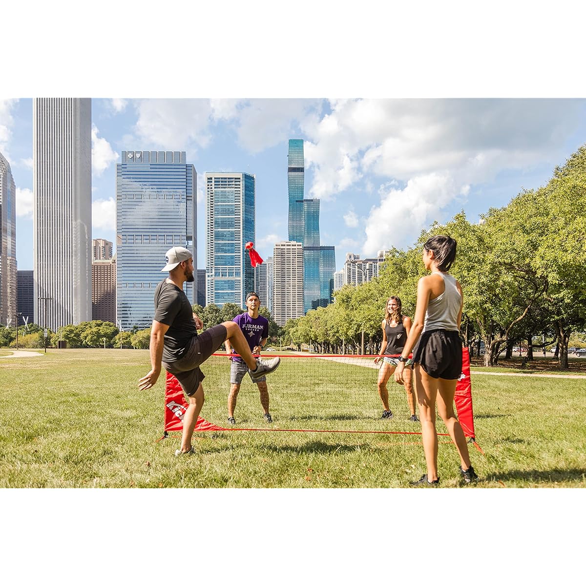 Kickit Sport-Pack | Soccer Meets Badminton | Portable Easy Setup Net & Kick-It Shuttlecock | Play Outdoor/Indoor/Backyard/Beach/Tailgate
