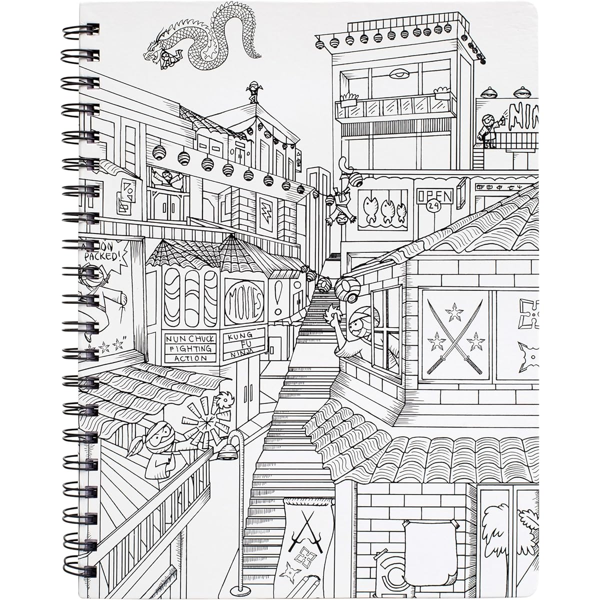American Crafts 373580 Adult Coloring Books 8.5 x 11 Sketchbook Ninja 80 Sheets