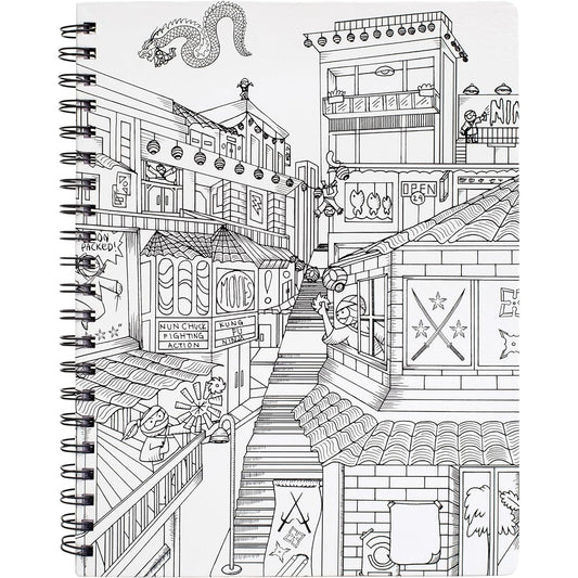 American Crafts 373580 Adult Coloring Books 8.5 x 11 Sketchbook Ninja 80 Sheets