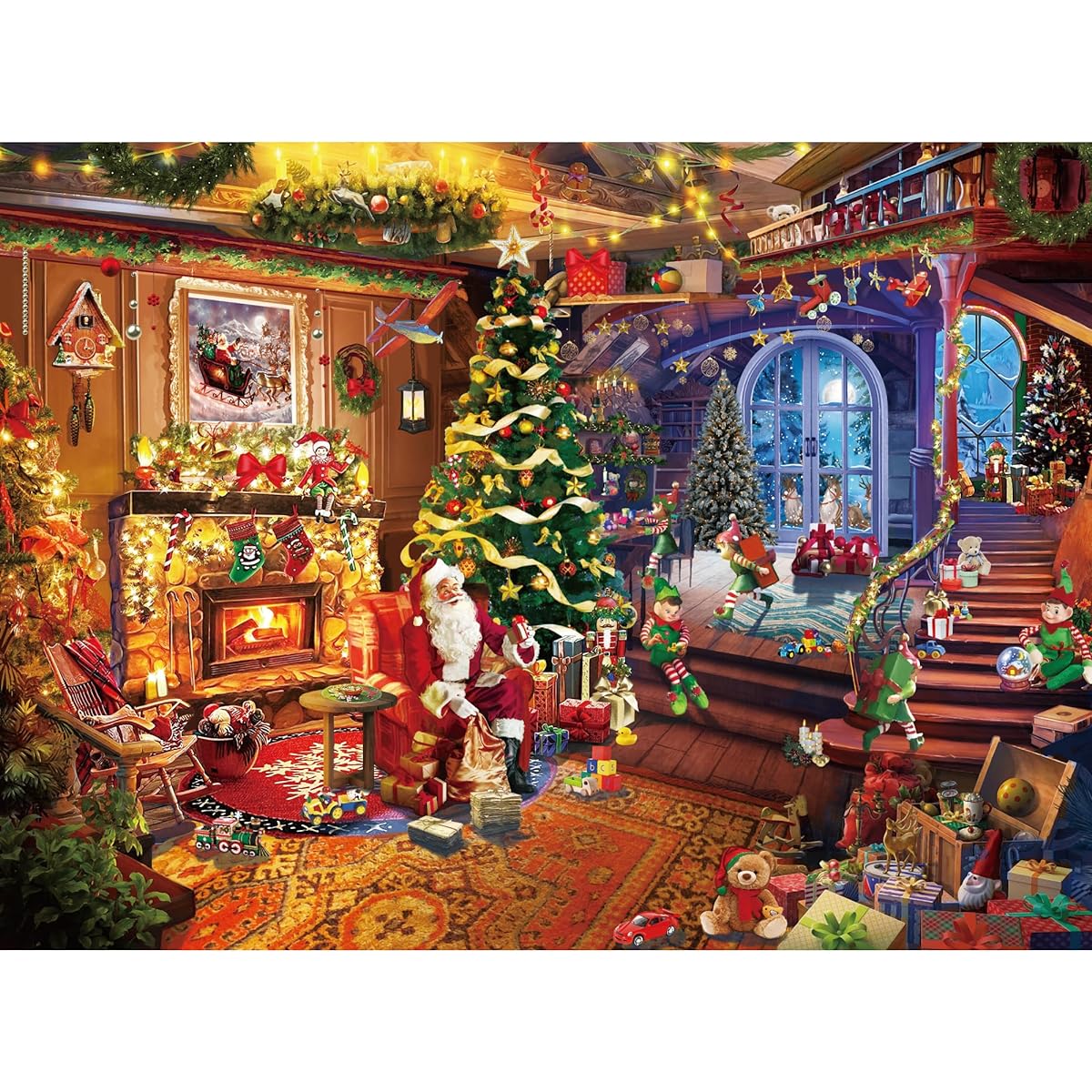 TAOZI&LIZHI Christmas Puzzle for Adults 1,000 Piece Santa Christmas Eve Christmas Jigsaw Puzzle Gift for Women Men Kids - Santa Claus at the Fireplace Presents Santa Wish List (27x20 Inch)