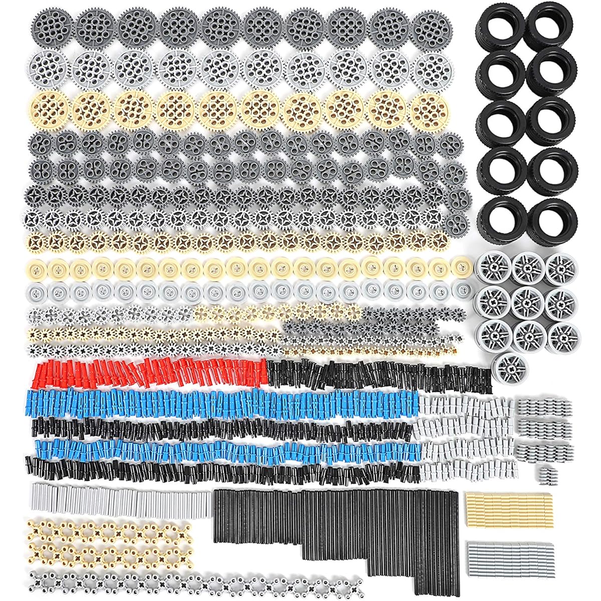 clickclack Blocks Technic Parts Compatible with Lego Large Assortment 850 Pieces (Gear)