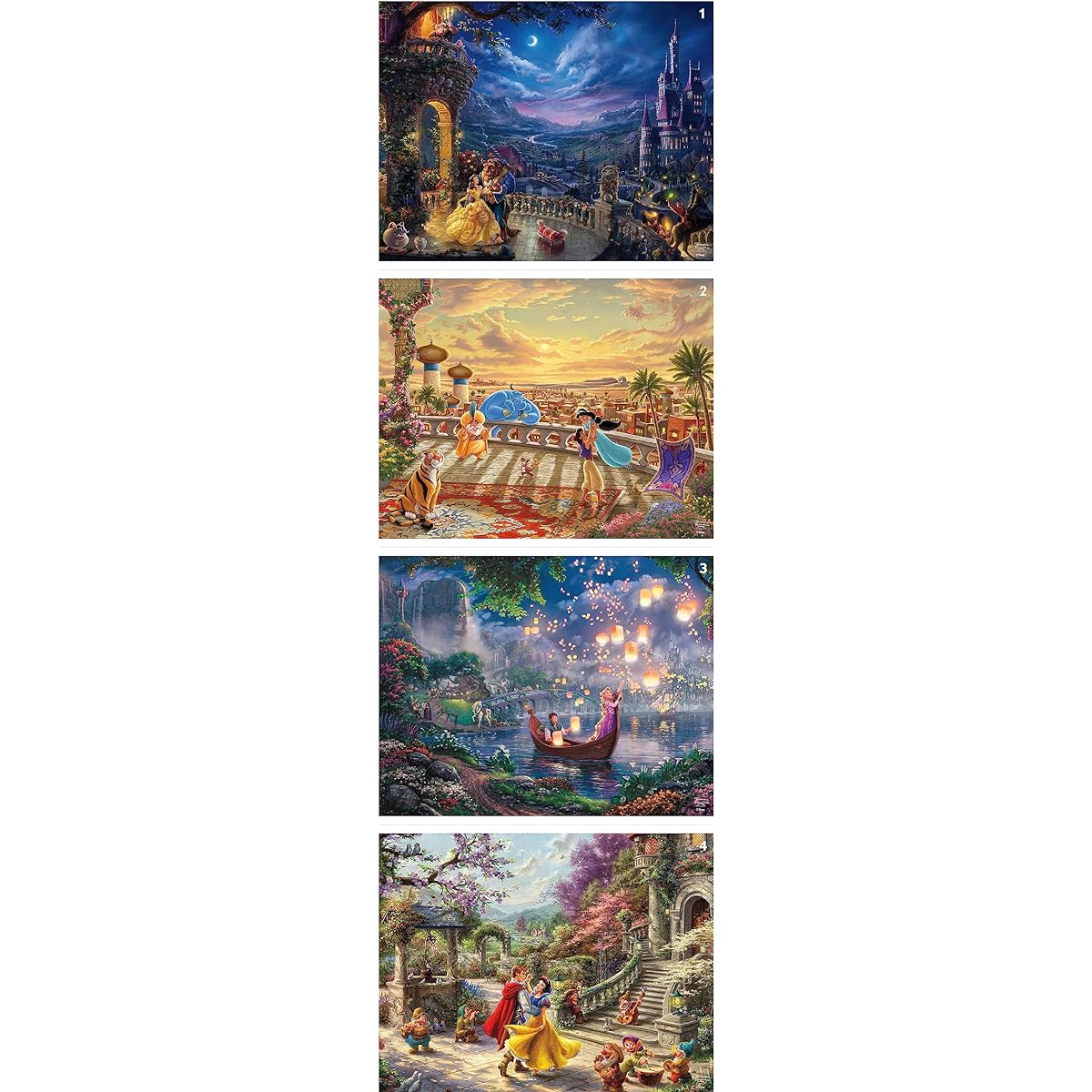 Ceaco - 4 in 1 Multipack - Disney - Thomas Kinkade - (4) 500 Piece Jigsaw Puzzles
